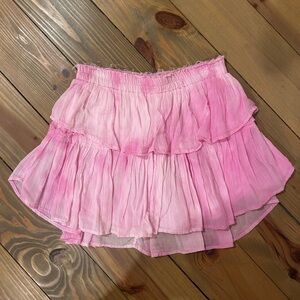 LoveShackFancy pink and white tie dye skirt — size small